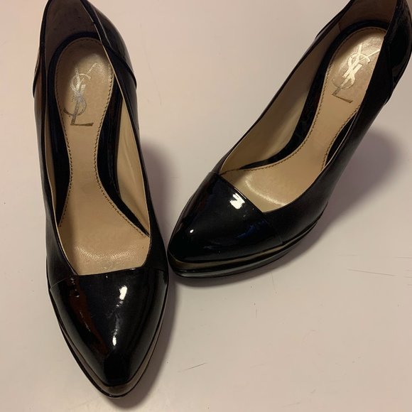 YSL Black Pumps with brass feature